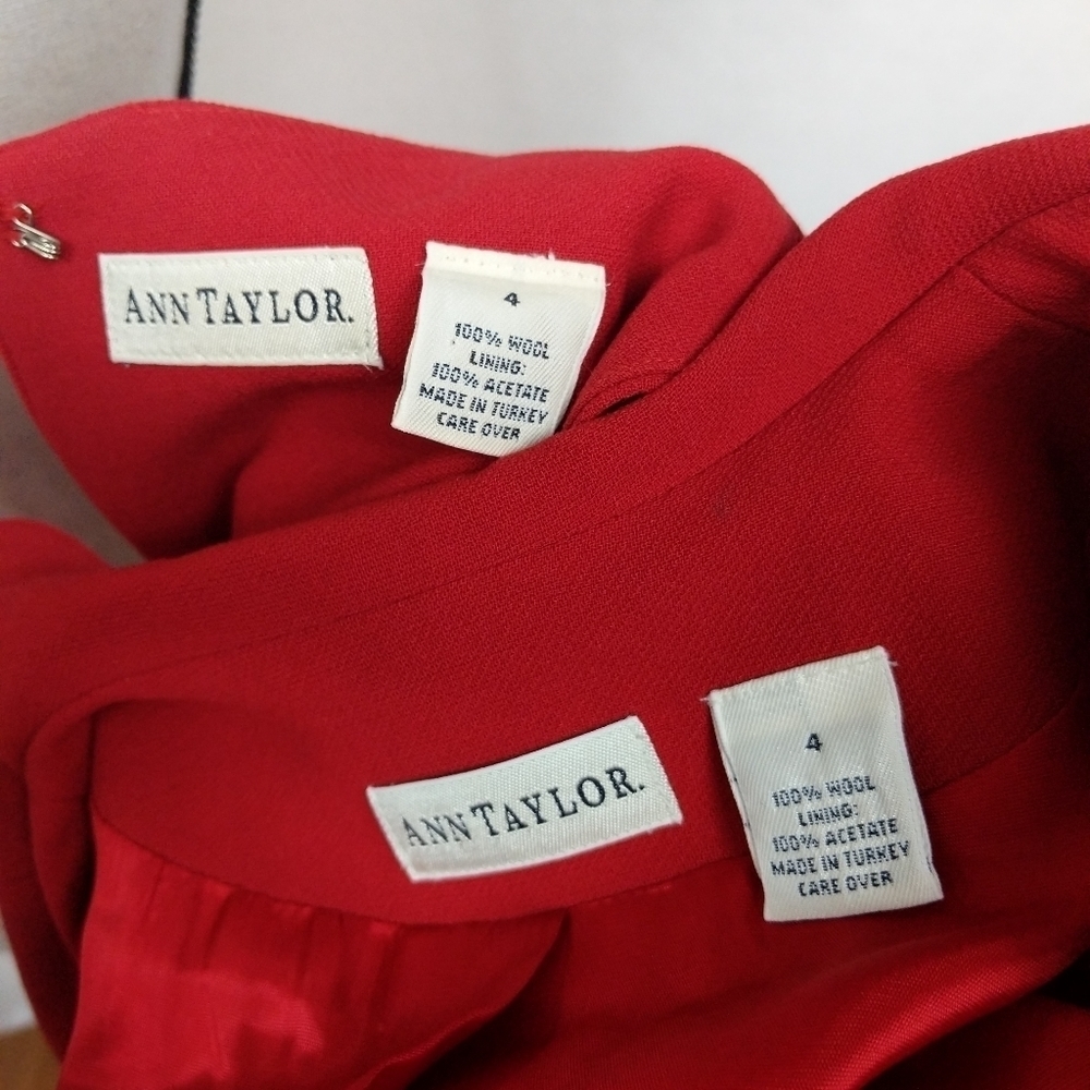 Ann Taylor Red Wool Sleeveless Dress & Jacket 4 - Picture 7 of 8